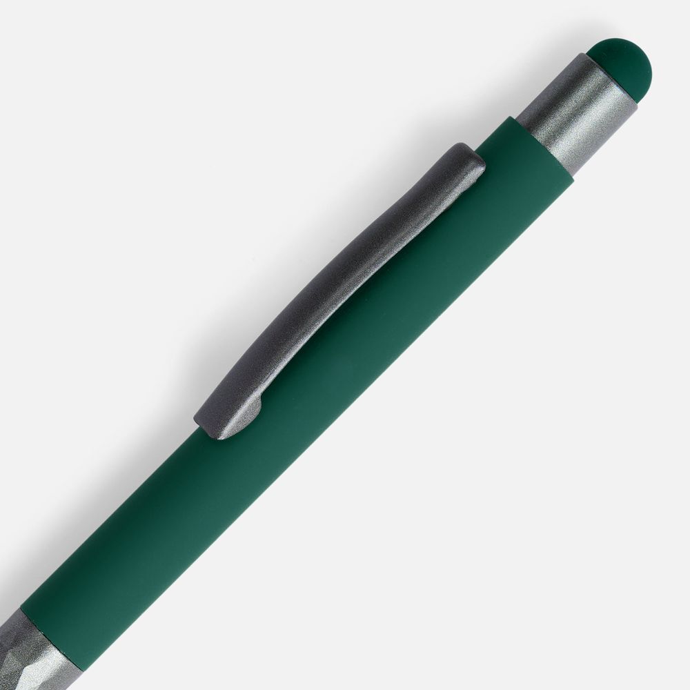 Ручка шариковая Digit Soft Touch со стилусом, зеленая