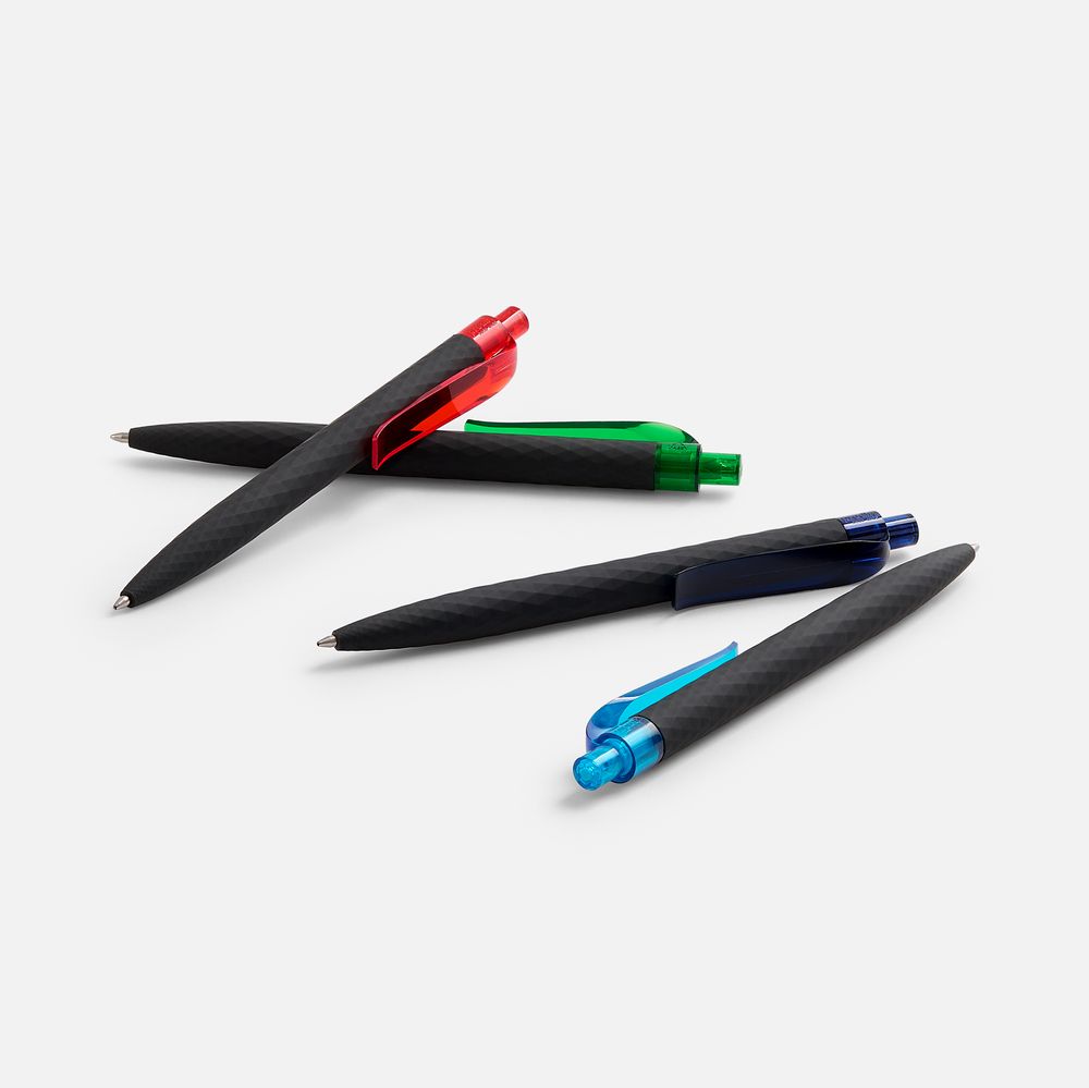 Ручка шариковая Prodir QS01 PRT-T Soft Touch, черная с зеленым